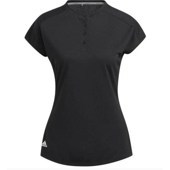 Adidas Essential Crew Athletic Performance Polo Shirt Black Size Small NEW - Picture 1 of 9